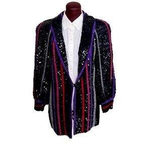 Vintage Sequined Jacket Coat 80’s EVC